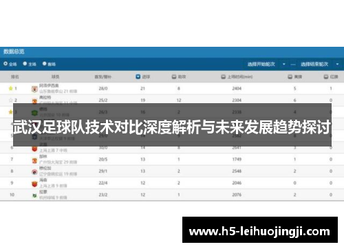 武汉足球队技术对比深度解析与未来发展趋势探讨